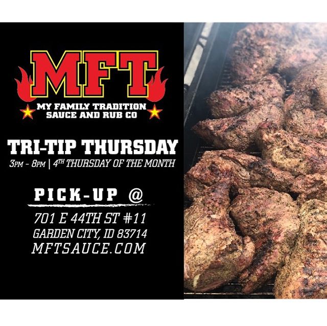 Scott is prepping for today's Tri-Tip Thursday - he also made a tarragon citrus maple pork belly and a Chinese 5 spice pork belly, and decided to grill a whole salmon too. You can get some and take it home for the family to enjoy 🔥🔥🔥 @mftcatering 
#mftTTT #mftbbq #mftsauce # mftcatering #boisebbq #idahobbq #boisecatering #gardencityidaho #myfamilytradition #mft #tritp #tritipthursday #porkbelly #glutenfree #barbecue